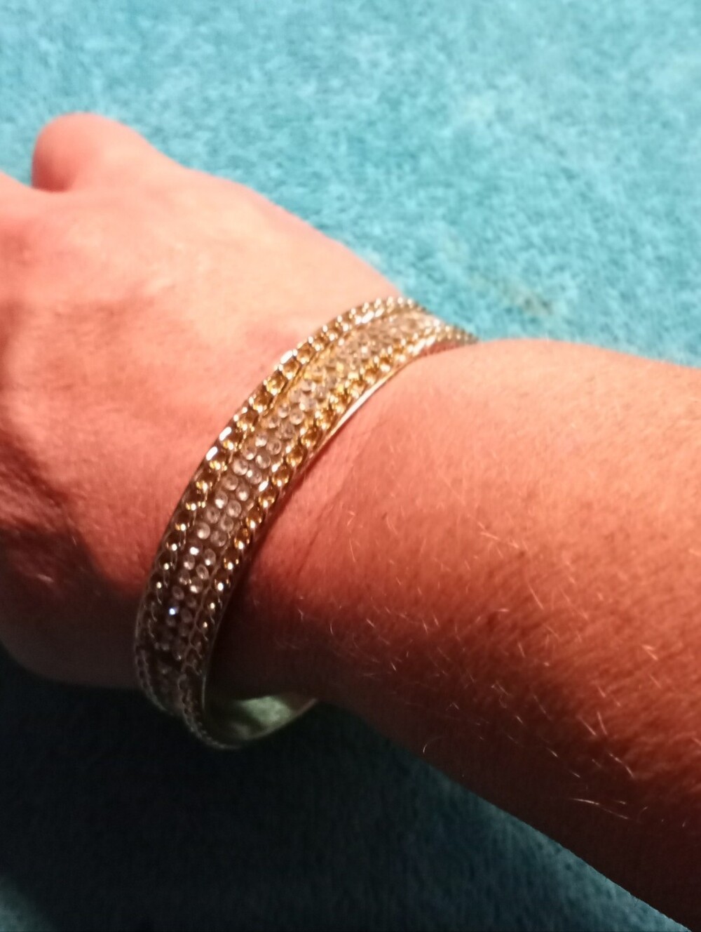 Crystal-Embellished Gold Tone Bangle Bracelet - Women Jewelry